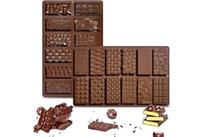 OVISEEN Moldes de Silicona para Chocolate y Turrón Profundo - 2 Piezas Reutilizables con 12 Cavidades | Moldes Antiadherentes Sin BPA para Barras de Chocolate, Bombones, Pralinés