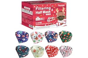 ‎TAYOGO Tayogo FFP2 Maske Weihnachten Mundschutz 5-Lagig Einwegmasken Atemschutzmaske Staubschutzmasken Gesichtsmaske Masken Einzeln Verpackt EU