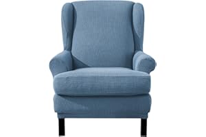 EBETA Jacquard Salvadivano Copripoltrona Trapuntato Adele, Copripoltrona con Orecchie Poltrona Protettiva Elasticizzato Antiscivolo (Blu denim)