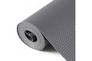 Hersvin 44.5cmx500cm Tapis Fond de Tiroir Antiderapant Non-adhésif DIY Tapis de Refrigerateur Placard Etagere Frigo, EVA Plastique Protection pour Meuble Camping, Sous Evier Cuisine (Gris Foncé/Point)