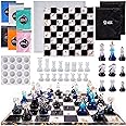 LET'S RESIN Chess Molds for Resin Casting, Upgraded Resin Chess Set Mold with 16 Piece 3D Full Size Chess Checkers & Chess Board Epoxy Silicone Resin Molds, DIY Chess Board Game, Christmas Gifts
