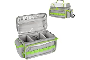 JAFFZORA Étui de transport compatible avec le kit de démarrage Toniebox, joli sac de rangement pour personnages Tonies, casques et accessoires, gris et vert (sac uniquement)