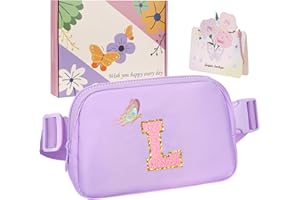 ONETOALL Geschenke für Mädchen 10 11 12 Jahre, Bauchtasche Kinder mit Buchstaben, Verstellbare Sling Bag Damen, Teenager Personalisierte Geschenkidee für Geburtstag Kindertag