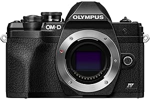Fotocamera Olympus OM-D E-M10 Mark IV con sistema Micro Quattro Terzi Olympus, sensore da 20 MP, schermo LCD per selfie, mirino elettronico, video 4K, potente messa a fuoco automatica, Wi-Fi, nero