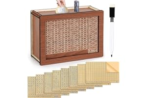SUFANG Hucha de Madera con Contador, con 8 Pegatinas de Objetivos Diferentes y 1 Marcador, Hucha con Contador con Números para 500€ 1000€ 2000€ 3000€ 5000€ 10000€ y DIY para Adultos y Niños