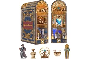 Tonecheer Kit fai da te Book Nook con Protezione Antipolvere e luce LED, Spacetime Museum Puzzle in Legno 3D, Parti Mobili e Rotanti, Fermalibri Creativi per Biblioteca, Idee Regalo per Adulti