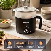 Pikas ROVOS RV-5100 Elektrikli Mini Tencere 1.8L, Buharlı Pişirme Aparatlı Yapışmaz Ramen ve Multi Pişirici, &Ouml;ğrenci Evi ve K