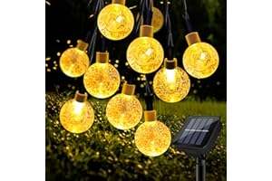 Liuyife Solarny łańcuch świetlny do użytku na zewnątrz, 11 m, 60 diod LED, wodoszczelność IP65, 8 trybów świecenia, do ogrodu, na balkon, wesele, Boże Narodzenie, imprezę, ciepła biel