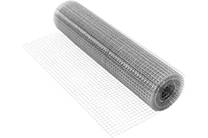 ECD Germany Grillage pour Clôtures 12x12 mm 1mx25 m Epaisseur Fil 0,7 mm Maille Galvanisé Électrosoudé pour Clôtures d'Animaux Jardin Rouleau Filet de Volière Résistant aux Intempéries Soudé à 4 Coins