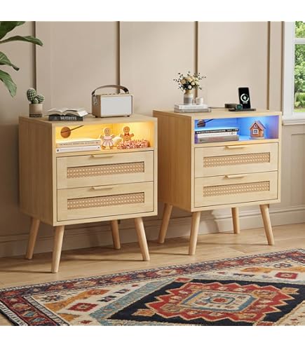 VASAGLE Kailyn Collection - Table de Nuit avec Multiprise, Table d
