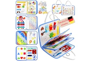 Esjay Busy Board Deutsch, Montessori Spielzeug für Kleinkinder ab 1 2 3 4 Jahre, Activity Board, Sensory Book Lernspielzeug, Geschenk Junge Mädchen, Motorikspielzeug für Reise Auto Flugzeug (Weiß)