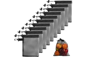 PTJJXA 10 sztuk Torba z siatki ze sznurkiem, worek ze sznurkiem, torby na pranie, plecak nylonowe zabawki plażowe do podróży nurkowanie siłownia tenis golf koszykówka czarny, S, 35 cm X 40 cm, styl