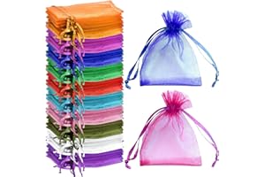 100 pieces Pochette Cadeau Coloré Sachet organza Gift Bags Bijoux Sac en 7x9 cm Tulle Bonbon Dragees de Lavande Marriage Sacs à Cordon petit pochette tissu