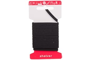 SHELVER 4mm Flat Elastic for Sewing, Black Elastic, 5 Metres