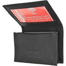 Genuine Leather Expandable Card Holder Wallet With RFID Blocking & Outside ID Window