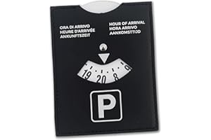 ‎PUBBLIMANIA pubblimania parkscheibe Maxi Parkplatz Ankunftszeit aus weichem Kunstleder Soft-Touch cm 10 x 13 cm (Schwarz)
