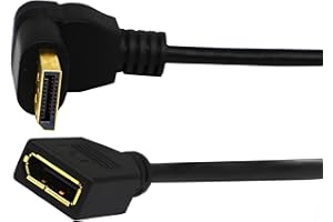zdyCGTime DP to DP Cable,Gold Plated 90 Degree Up Displayport Male to Displayport Female Audio and Video Extender Adapter Cable.(30 CM/1Pack)