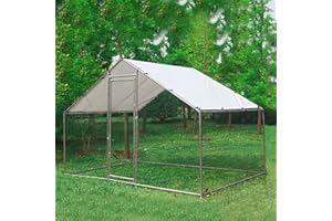 FoxHunter Chicken Pet Run Cage Walk In Coop Kennel Rabbit Dog Puppy Poultry Hen Animal Hutch House Enclosure Playpen Outdoor Shade Running 3X2X2M CRC01 Metal Hammered Silver