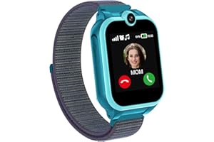 PTHTECHUS Kids Smartwatch Phone, Two-way talk SOS Girls Boys HD Touch Screen Watch with Music 18 Games Camera Flashlight Alarm Clock Gifts for 4-12 Years, Lake blue