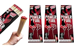 jameitop® 5er Pack XXL Streichhölzer – 20 cm Extra lange Premium Zündhölzer, 200 Stück pro Packung, ideal für Camping, Grillen, Outdoor-Abenteuer, Survival, Notfälle & DIY-Projekte – The Power of Fire