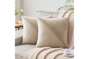 EMEMA Aksamitna poszewka na poduszkę, dekoracyjna, w paski, na sofę, do salonu, zestaw 2 sztuk, 40 x 40 cm, Heart Wood