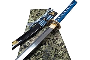 TSIAO CHIH 40 Zoll handgeschmiedetes Japanisches Samurai-Schwert Full Tang 1060 Kohlenstoffstahl Eisen Tsuba geschmiedetes gefaltetes rotes Damaststahl echtes Katana-Schwert