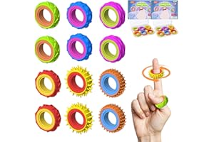 GEVECORI 12 Stück Fidget Ring Toys Set für Kinder & Erwachsene, Silikon Anti Stress Ring, Fidget Spinner für ADHS Hilfsmittel, Sensorik Akupressurring Autismus Spielzeug, Massageringe für Finger