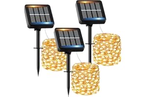 FIFlying Guirlande Solaire Exterieur 12M 120LED 【Lot de 3】 Guirlande Lumineuse Exterieure Solaire Étanche Blanc Chaud 8 Modes Lumière Solaire Décoration pour Jardin Terrasse Maison Fête Noël Mariage