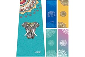 UCOOLY Yoga Towel,Mat Towel with Smart Corner Pockets and Elastic Loop,Non Slip Hot Yoga Towel for Bikram,Pilate,Fitness 24"x72"