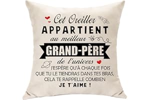 Hasodeo Housse de Coussin Décoration - Le Meilleur Grand-père de l'Univers - Idée Cadeau pour Papy, Fête des Pères, Anniversaire, Retraite