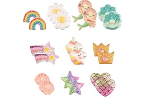 Deepton 10 Paar Klipp Ohrringe Kinder Mädchen, Ohrclips Mädchen, Ohrklipser Kinder, Clip Ohrringe Mädchen, Ohrklipser Kinder, Magnet Ohrringe Mädchen, Einhorn-Blumen-Prinzessin-Ohrring Set