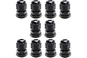 A1 ELECTRICS A1ELECTRICS.COM 10 Pack Black M16 16mm TRS Stuffing Compression Glands for 4-8mm Cable, Waterproof IP68 with Locknut and Washer