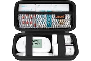 Canboc Étui de transport pour compteur de glucose, appareil de lancer, bandelettes de test de glycémie, lancettes, stylos à insuline, lingette d'alcool et autres accessoires de soins du diabète, noir