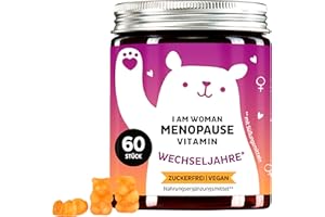 ‎BEARS WITH BENEFITS Vitalstoffkomplex Wechseljahre | mit Nachtkerzenöl, Biotin, Selen, Vitamin B Komplex, Folsäure, Zink | Perfekt abgestimmte Vitamine für die Menopause (60 St) | Bears with Benefits I am Woman