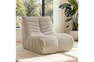 ‎HEALTHRELIFE HealthRelife Bean Bag Stuhl, Togo Stil Kamin Lounge Stuhl mit Memory Schaum, Riesen Bean Bag Sofa für Erwachsene, Bequemer Bodensofa für Wohnzimmer, Schlafzimmer, Gaming und Büro (Beige)