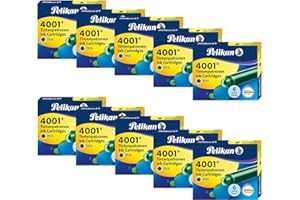 Pelikan 4001 300087A Juego de cartuchos de tinta para plumas estilográficas TP6, Color Verde, 10 cajas x 6 cartuchos