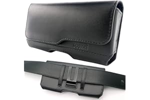 scozzi Handy Gürteltasche Echt Leder Quer Gürtel Tasche Handytasche Clip Halterung Universal z.B. kompatibel mit Samsung S25 S24 S23 A56 A55 A36 A26 für iPhone 17 16 15 14 13 FE Plus Ultra Lite Pro