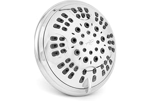 Aqua Elegante 6 Function Luxury Shower Head - Best High Pressure, Wall Mount, Adjustable Showerhead - Chrome
