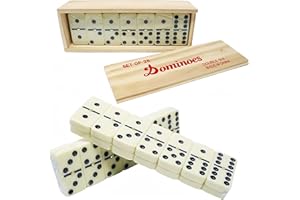 YAYAFUNFUN Domino Set für Erwachsene,Dominosteine mit Holzbox und 28 Steine,Doppel-6 Domino-Familienspiele,Domino Zug,Klassische Dominoständer Brettspiele Set für Erwachsene Kinder Freizeit Party Juegos de Mesa