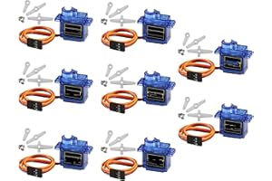 HUAZIZ 8 Pièces 9G Kit de Moteur Micro servomoteur pour Bras de Robot RC/Main/Marche hélicoptère Avion Voiture Bateau contrôle avec câble, Mini servos Projet Arduino