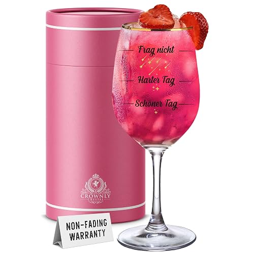 CROWNLY Crystal Weinglas mit Spruch