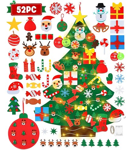 Sapin De Noël En Feutre à Faire Soi-même Avec 33 Décorations Amovibles - Déco Murale Réutilisable Pour Enfants - 2