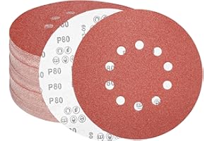 FEIHU dischi abrasivi eccentrici 225 mm.grana P80,10 fori, 15 dischi abrasivi: 225 mm Dischi abrasivi perforati a strappo, autoadesivi per levigatrice giraffa.per cartongesso