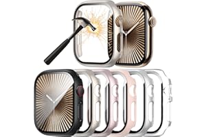 SUYEVD 6-Stück Schutzhülle mit Displayschutzfolie Kompatibel mit Apple Watch Series 11/10 42mm,Ultradünne Hard Hülle mit Kratzfest Gehärtetem Glas Schutzfolie für iWatch 42mm