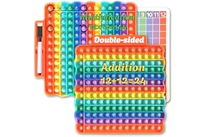 FURRBUDIE Times Table Poppet 12x12 12+12 Multiplication Addition Tables for Kids Multiplying Pop It Push Bubble Math Game, Number Sensory Fidget Popper with Erasable Chart & Marker
