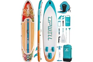 UPWELL 11'/10'6' Stand Up Paddle Board Gonfiabile con sup Accessori Incluso Zaino, Kit di Riparazione, Piattaforma Antiscivolo, Sedile Kayak, Guinzaglio, 3 Pinne, Pagaia e Pompa a Mano