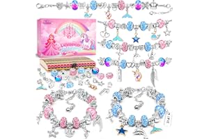 BIIB Bijoux Enfants Fille, Cadeau Fille 6-13 Ans, Idee Cadeau Ado Fille, Jouet Fille 6 7 8 9 10 11 12 13 Ans, Jouet Enfant, DIY Charms Bracelet Kit Fabrication, Activites Manuelles pour Enfants