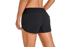 CRZ YOGA Pantalón Corto para Mujer Shorts con Bolsillo Cremallera -6cm