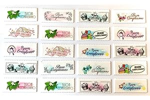DECOFLOR ITALIAN PIE - Biglietti/Targhette 10x4 cm. in pasta di zucchero con scritta Buon Compleanno per decorazione torte e gelati - 20pz. - MADE IN ITALY