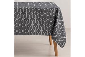 GAMUSI Mantel Antimanchas geométrico Line Antracita 140x180 cm